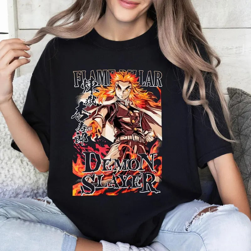 Hashira Flame Pillar DM Characters Shirt Crewneck Hoodie, Anime Otaku Shirt Comfort Cotton Sweatshirt | PrintMintTees.com