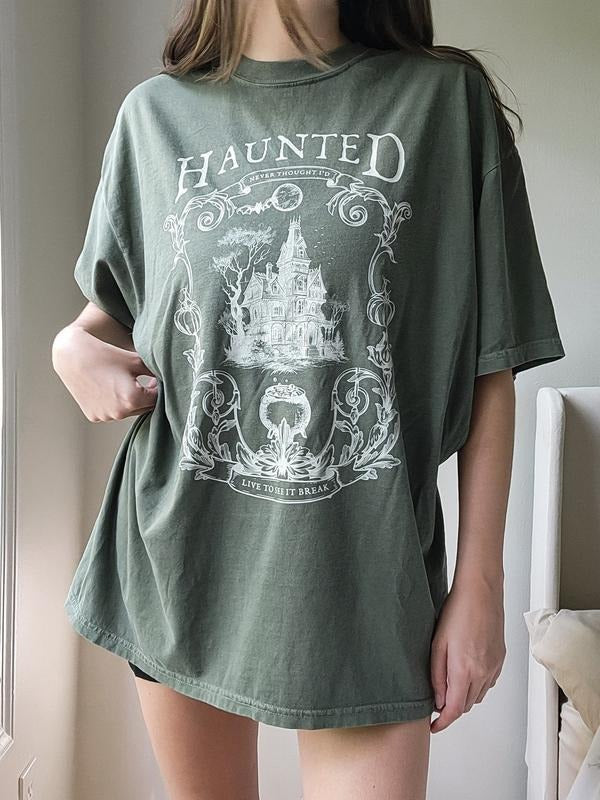 Haunted, Graphic Shirt,Halloween, Haunted House, Spooky, Pumpkins Hoodie Sweatshirt | PrintMintTees.com