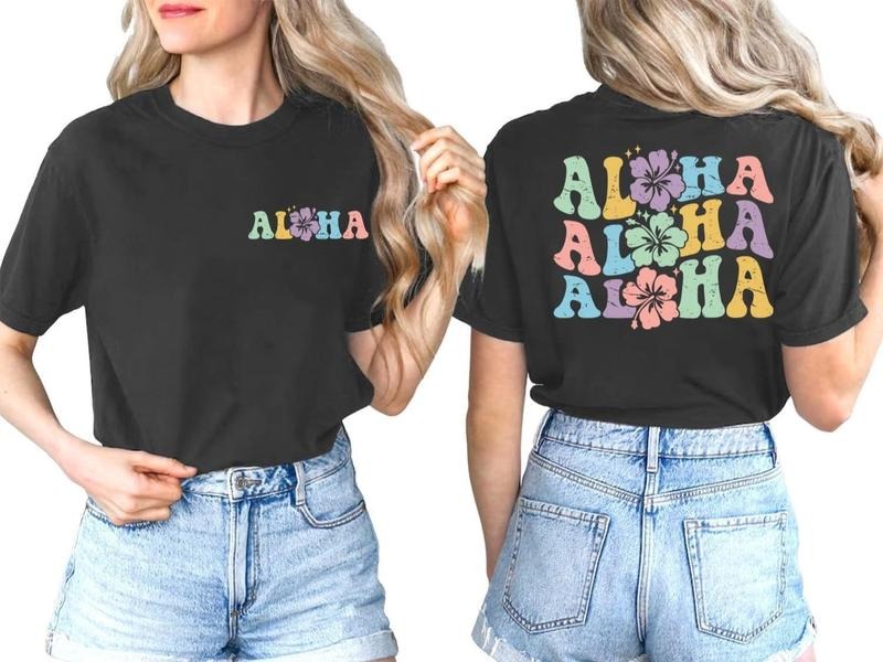 Hawaiian Shirt for Women Hawaii Family Vacation Graphic T-Shirt Summer Trip Vintage Tee Floral Tropical Hawaii Outfits...