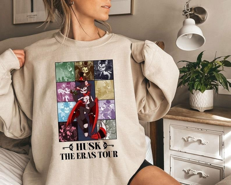 Hazbin Hotel Husk Eras TourHazbin Hotel Characters Sweatshirt Shirt Hoodie | PrintMintTees.com