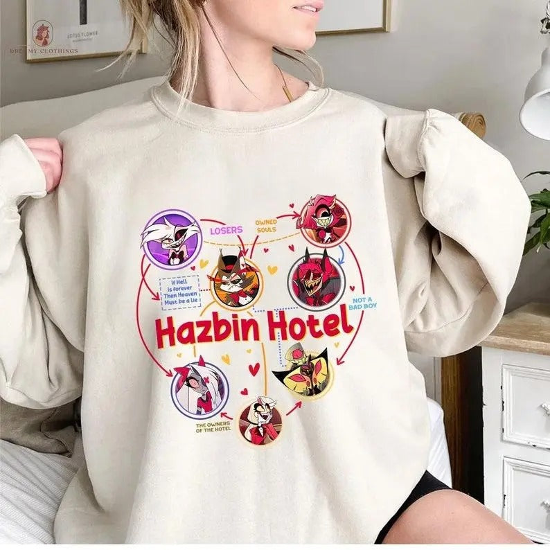 Hazbin Hotel Husk Vaggie Niffty Sir Pentious Unisex Sweatshirt Shirt Hoodie | PrintMintTees.com