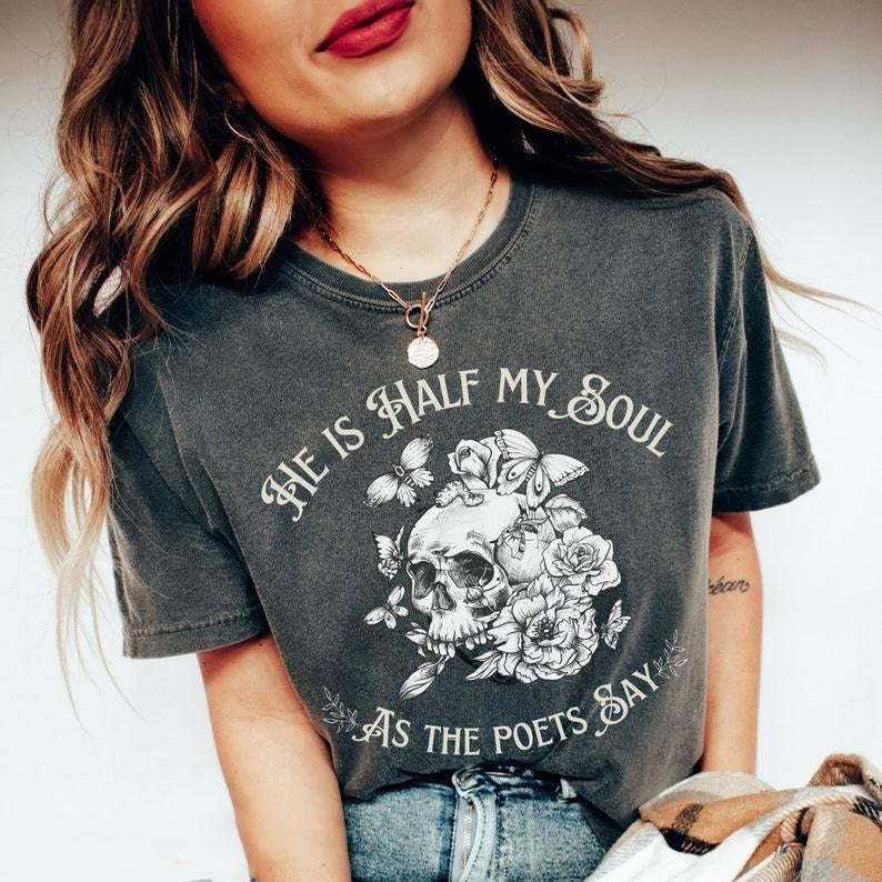 He Is Half My Soul As Poets Say Achilles Patroclus Shirt Dark Light Academia Song Achilles Gif T-Shirts, Hoodie, Sweatshirt
