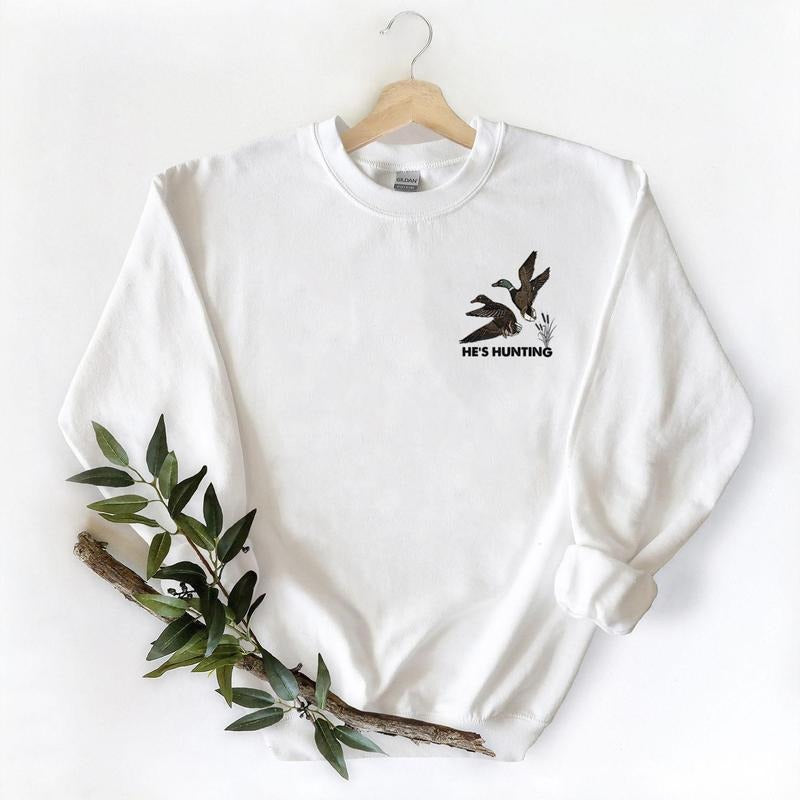 He Is Hunting Mallard Duck National Wildlife Pocket Retro 90s Hunting Season Cotton Fabric Menswear T-Shirts, Hoodie, Sweatshirt