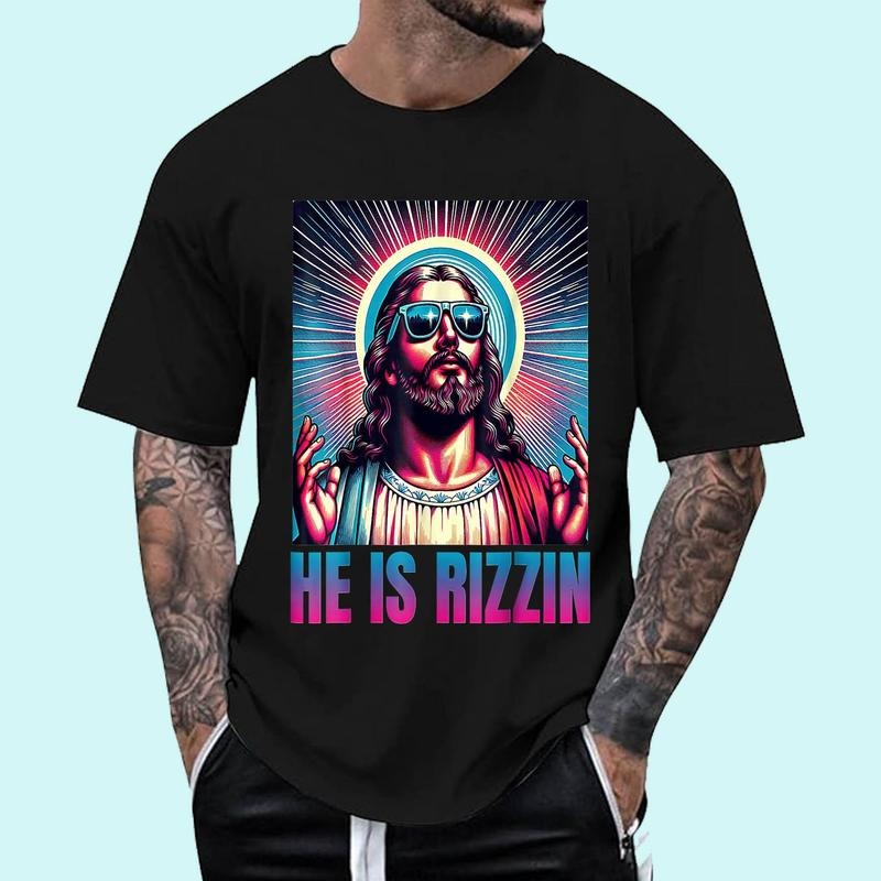 He Is Rizzin Jesus T-Shirt | Tee For Men and Women, Unisex Cotton Hoodie, Sweatshirt | PrintMintTees.com