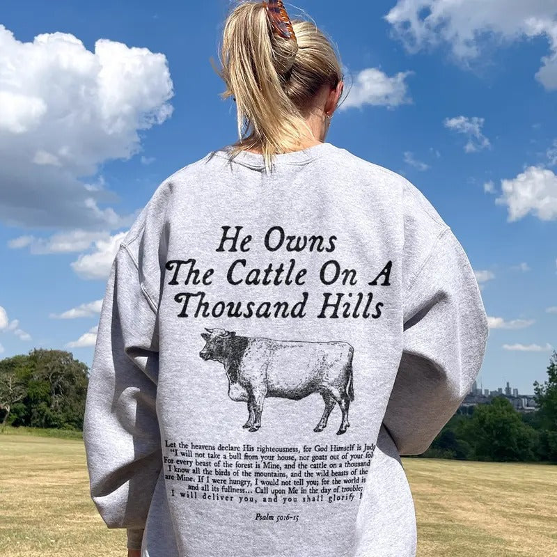 He Owns Cattle Bible Verse Cow Christian Faith Based Worship Minimalist Catholic Religious 2024 T-Shirts, Hoodie, Sweatshirt