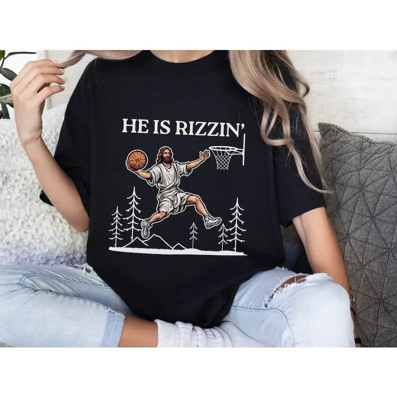 He is Rizzen, Funny Easter shirt, Jesus Shirt, He has Risen, Religious shirt, Funny Basketball shirt, funny Easter...