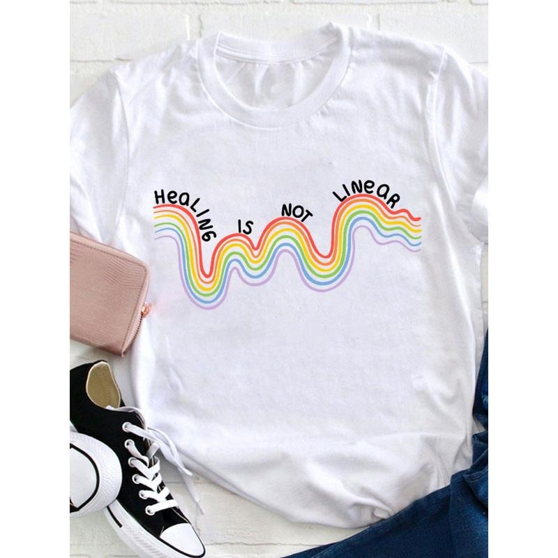 Healing Is Not Linear Teacher T Shirt, Loose, Women'S Casual Round Neck T-Shirt style 02 Hoodie Sweatshirt