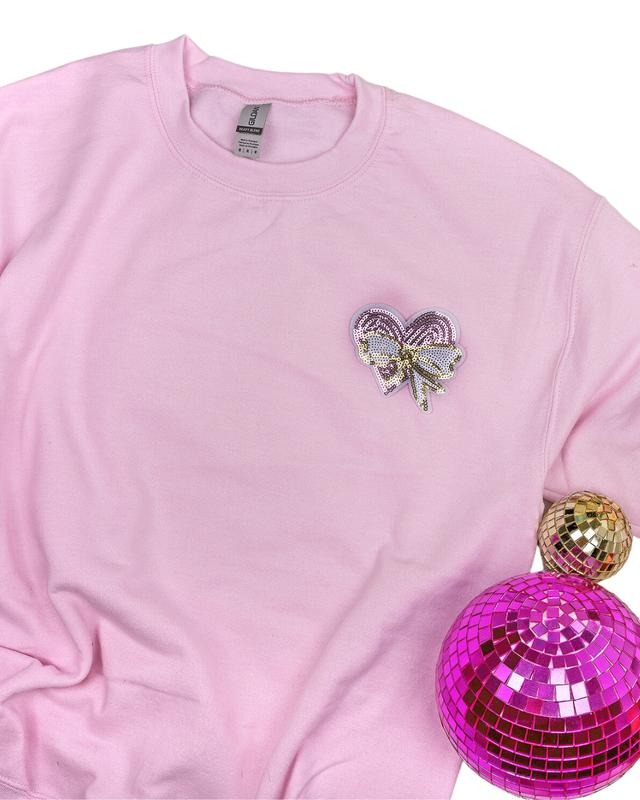 Heart Bow Patch Unisex Sweatshirt Shirt Hoodie | PrintMintTees.com