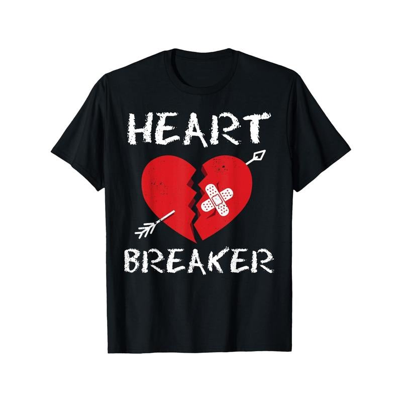 Heart Breaker Men T-Shirts, Funny Valentine'S Day Novelty Graphic Printed Tee, Short Sleeve Valentine'S Day Couple...
