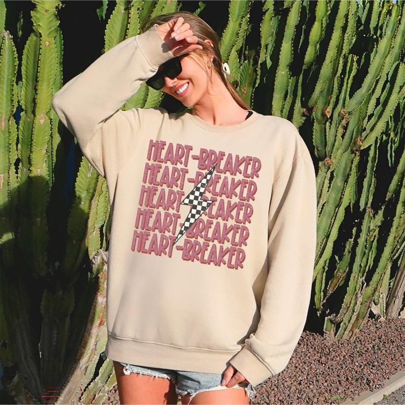 Heart Breaker Retro Bolt Crew Neck Love Heart Cupid Shirt Hoodie Sweatshirt