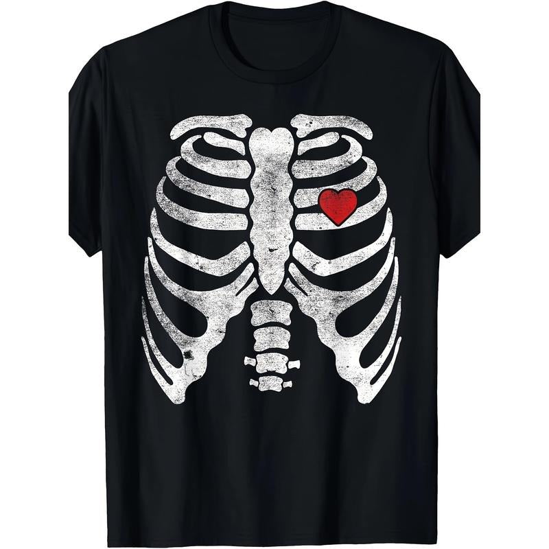 Heart Rib Cage  Adult Funny Halloween Skeleton T-Shirt made in usa Hoodie Sweatshirt | PrintMintTees.com
