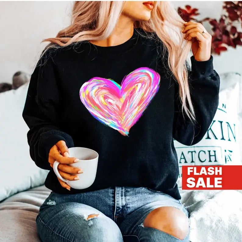 Heart Sweatshirt, Retro Valentines Sweatshirt, Hoodie, T-Shirt | PrintMintTees.com