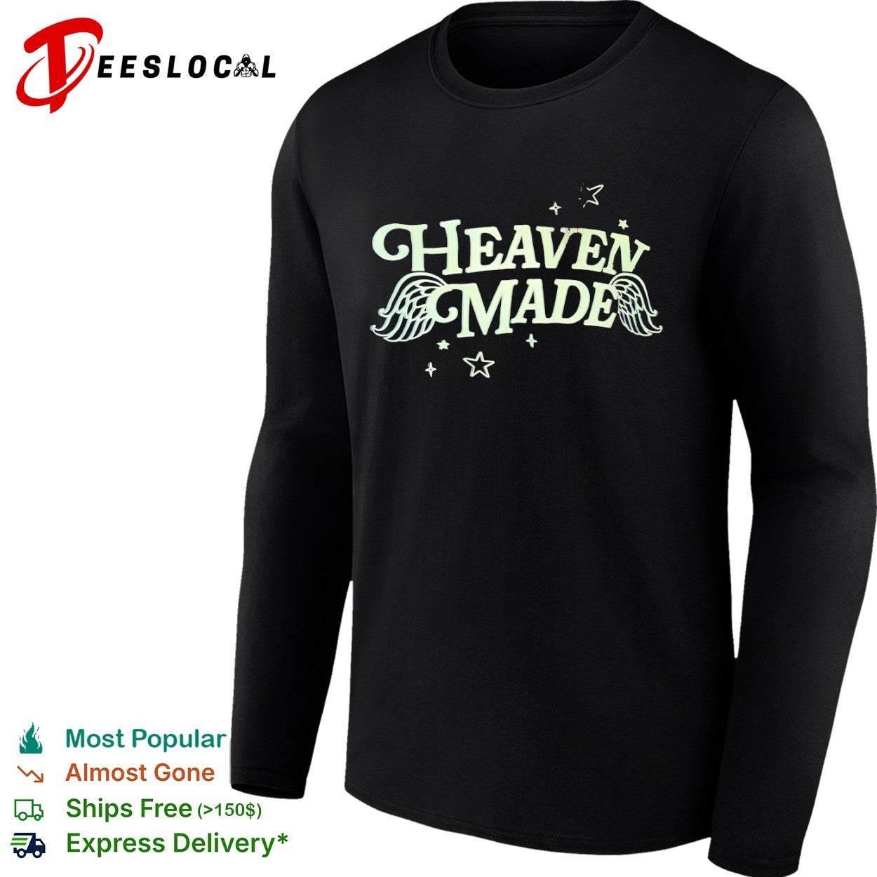 Heaven Made aesthetic wings and stars shirt