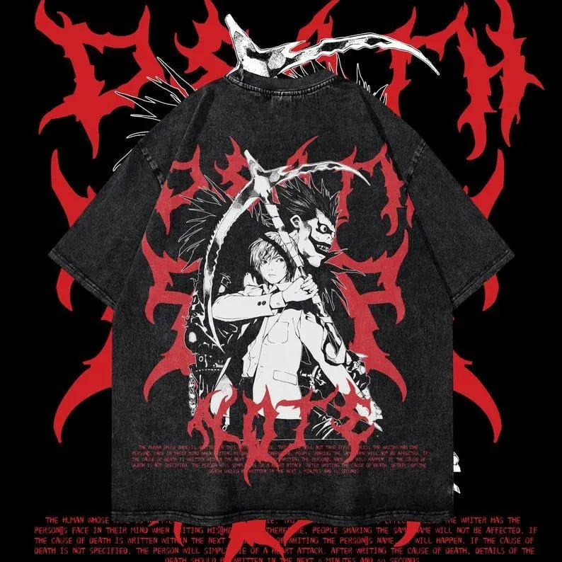 Heavy Oversized Dyenomite Mineral Wash Unisex Anime T-Shirt, Streetwear & Gym Style Ryuk Cotton Menswear Hoodie Sweatshirt