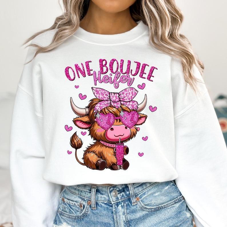 Heifer Highland Cow Valentine Sweatshirt, Western Valentines Shirt , Country Western , Love , Hoodie | PrintMintTees.com