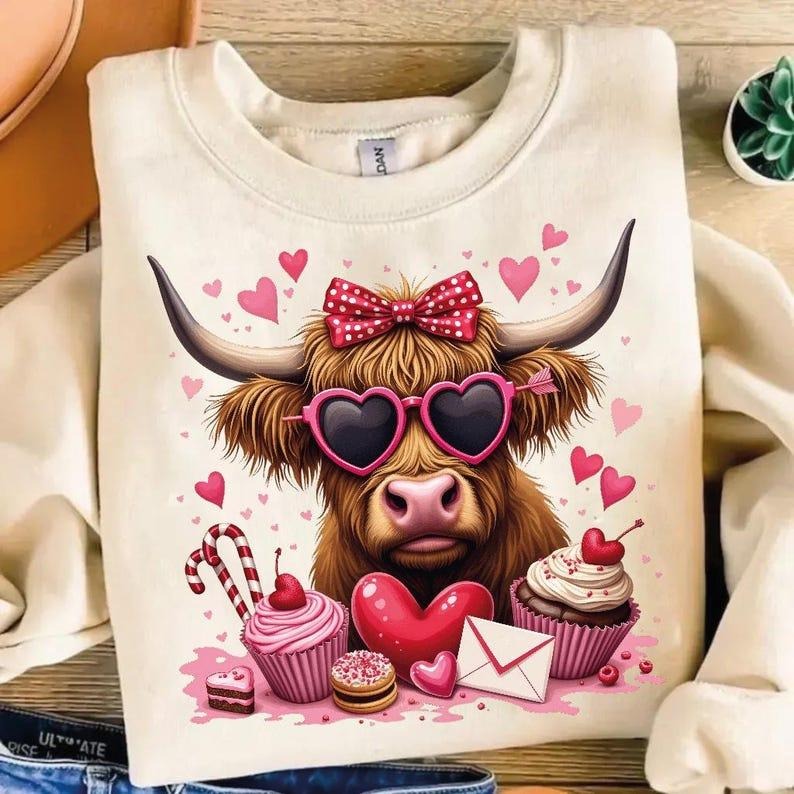 Heifer Valentine Crewneck | Country Western Sweatshirt | Love You Till Cows Come Home Shirt Hoodie | PrintMintTees.com