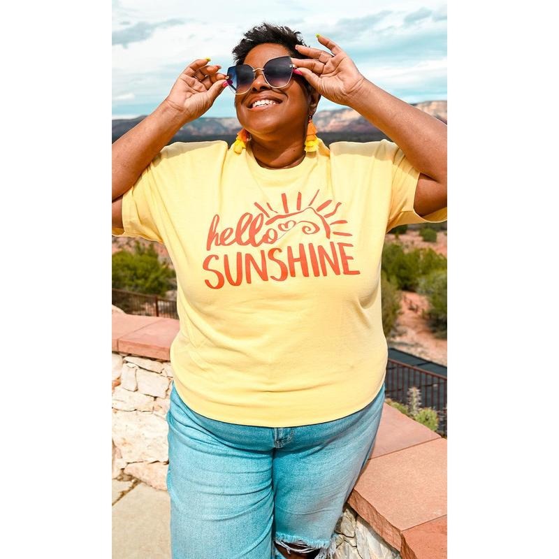 Hello Sunshine Graphic T-Shirt Hoodie Sweatshirt | PrintMintTees.com
