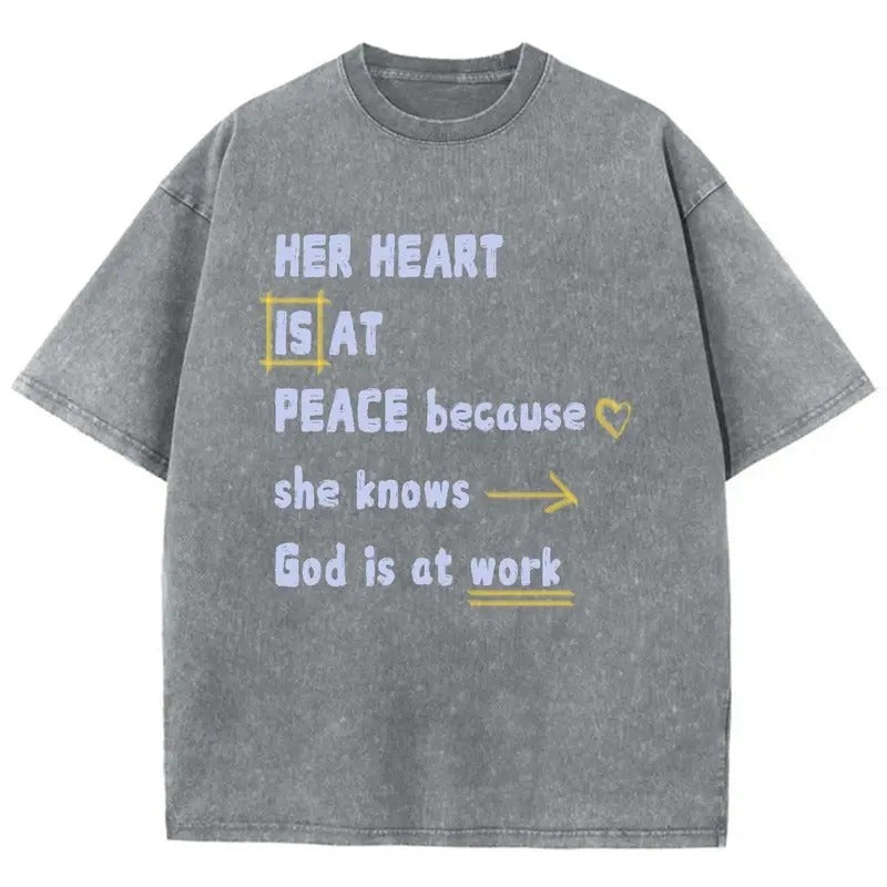 Her Heart Is Peace Washed Christian Jesus T Shirts Vintage 90s Cotton Top Womenswear Bottom Shirt Hoodie Sweatshirt