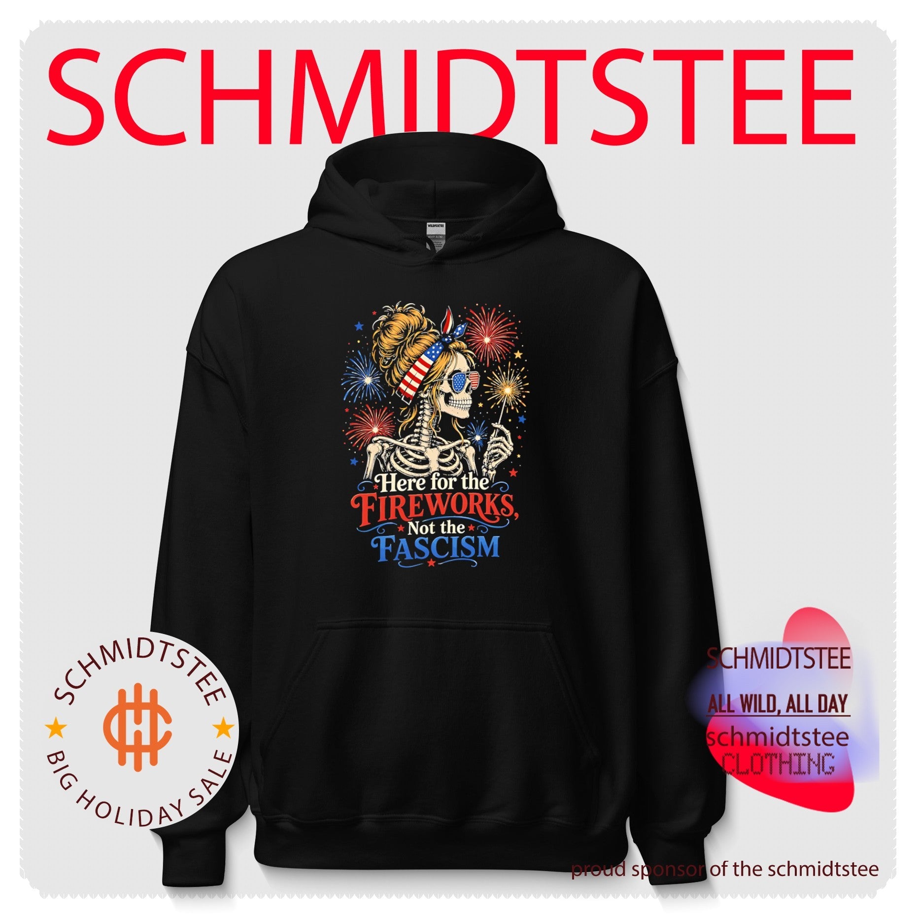 Here for the fireworks not the fascism patriotic skeletion graphic shirt