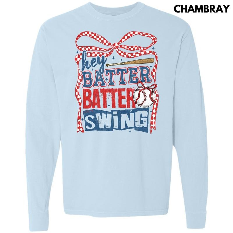 Hey Batter Swing Long Sleeve Comfort Colors 'NLB' T-Shirts, Hoodie, Sweatshirt