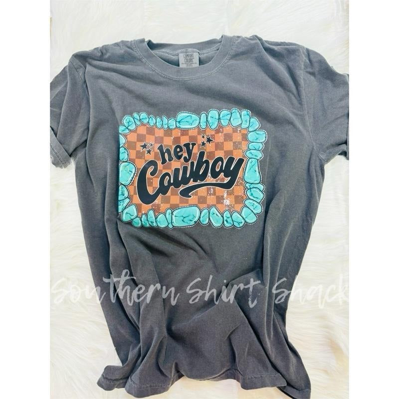 Hey Cowboy t shirt |  comfort colors shirt | Western Style t shirt Hoodie Sweatshirt | PrintMintTees.com