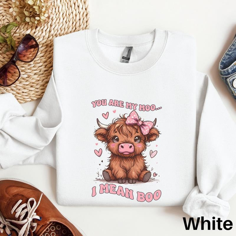 Highland Cow Valentine Sweatshirt, Funny Cow Sweatshirt, Farm Animals Valentine Sweatshirt, Cow Lover Sweatshirt, Western...