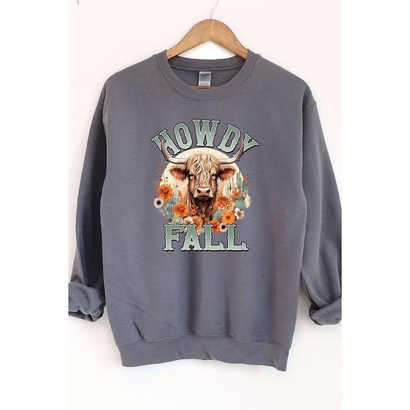 Highland Howdy Fall Unisex NuBlend Crew Sweatshirt Shirt Hoodie | PrintMintTees.com