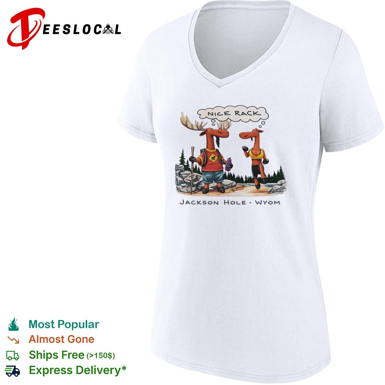 Hiking moose nice rack Jackson Hole Wyom shirt