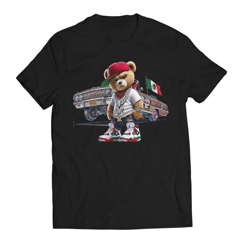 Hip Hop Bear Mexican Flag 64 Impala Inspired Cartoon Men's Graphic Trending T-Shirt Hoodie Sweatshirt | PrintMintTees.com