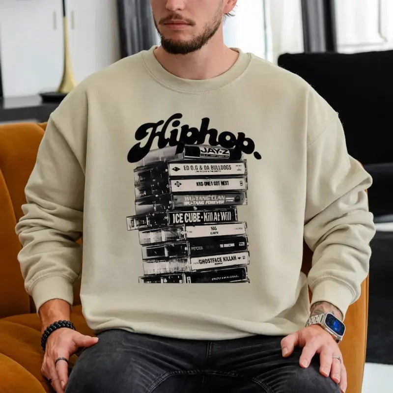 Hip Hop Cassettes Tape Sweatshirt Shirt, Hip Hop T Shirt, Graphic T Shirt, Classic Hip Hop Music, Unisex Sweater Pullover...