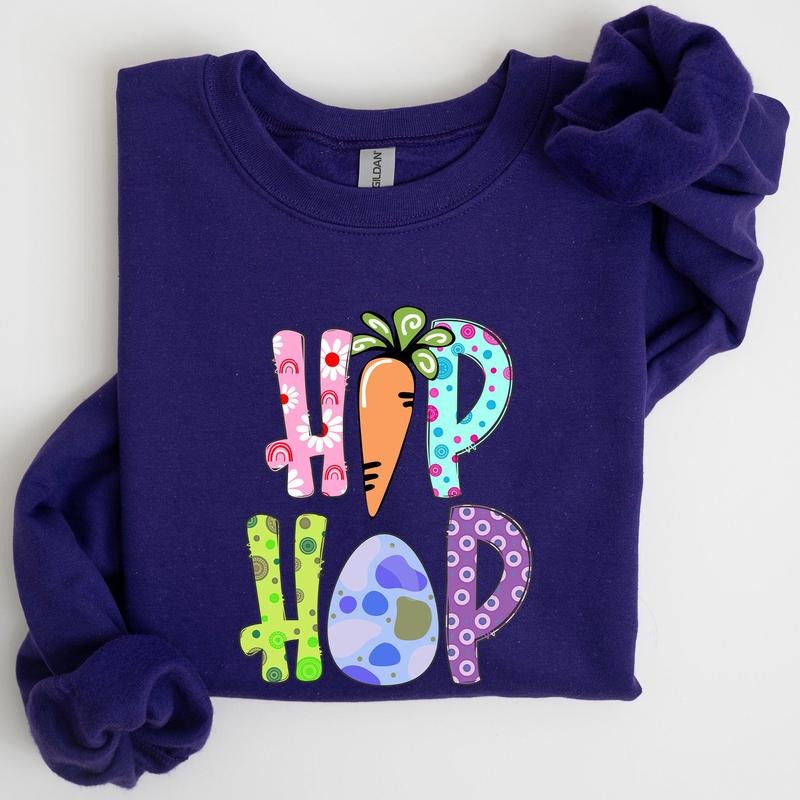 Hip Hop, Easter, Colorful Sweatshirt, Women's Crew Neck, Crewneck Shirt Hoodie | PrintMintTees.com