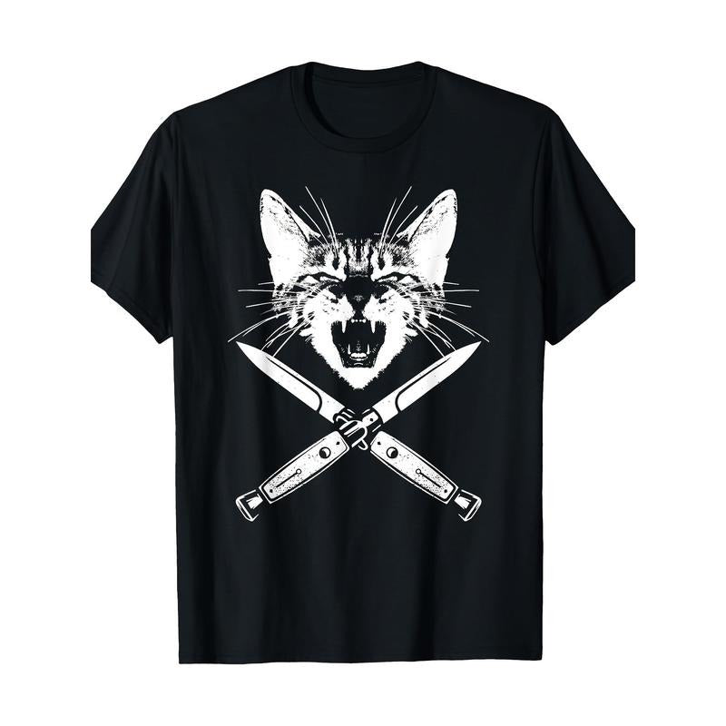 Hissing Cat with Cross Spring Kitten Paw T-shirt- 220g  made in usa Hoodie Sweatshirt | PrintMintTees.com
