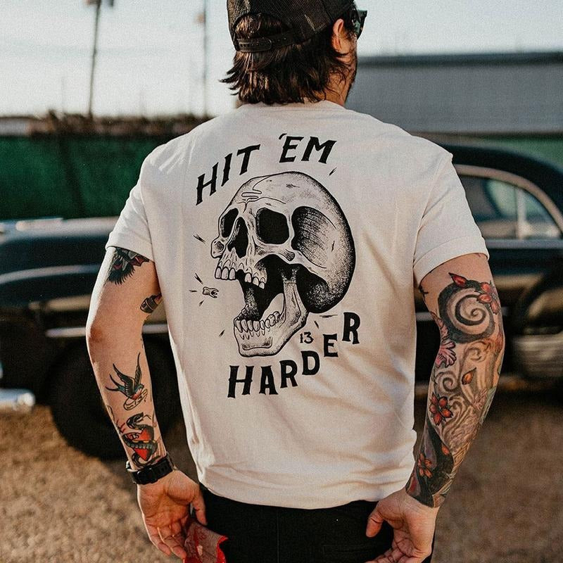 Hit 'em harder SK round collar basic t-shirt - Naughty Clothes Men Hoodie Sweatshirt | PrintMintTees.com