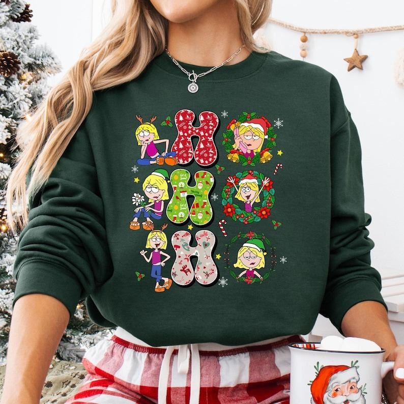 Ho Ho Ho Lizze Mcguire Christmas Sweatshirt, Cartoon Lizzie McGuire Sweatshirt, Lizzie McGuire Christmas Sweatshirt Shirt...