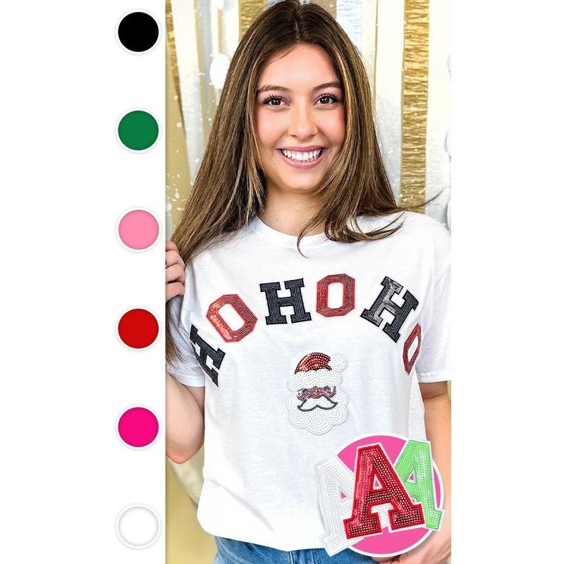 Ho Ho Ho Santa Sequin Graphic T-Shirt Hoodie Sweatshirt | PrintMintTees.com