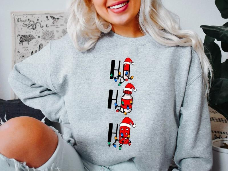 Ho Ho Ho pharmacy Christmas Sweatshirt, Christmas Gift Hoodie For Pharmacy, Funny Pharmacist X-mas Party Sweater, Merry...