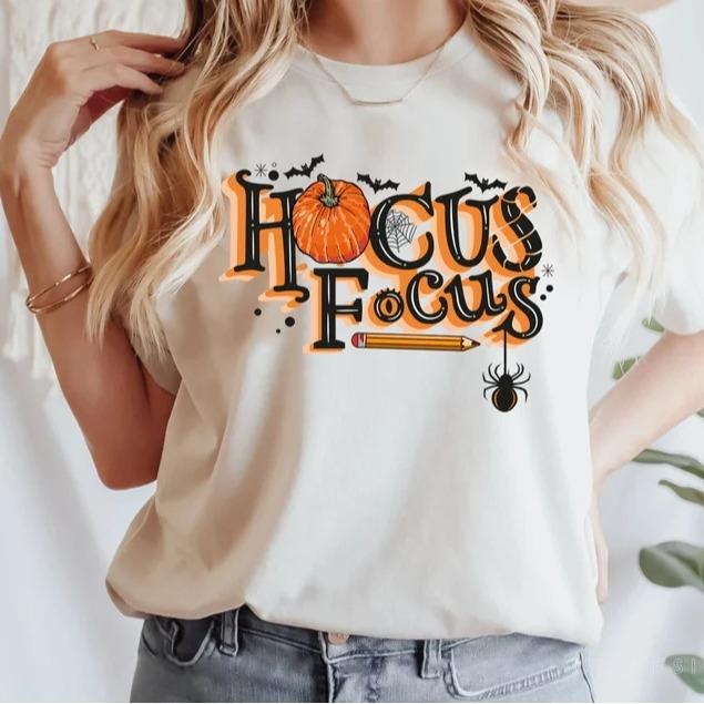 Hocus Focus Teacher Sweatshirt, Funny Halloween Teacher Shirt, Teacher Appreciation Gift Tee, Cute School Teacher Top,...