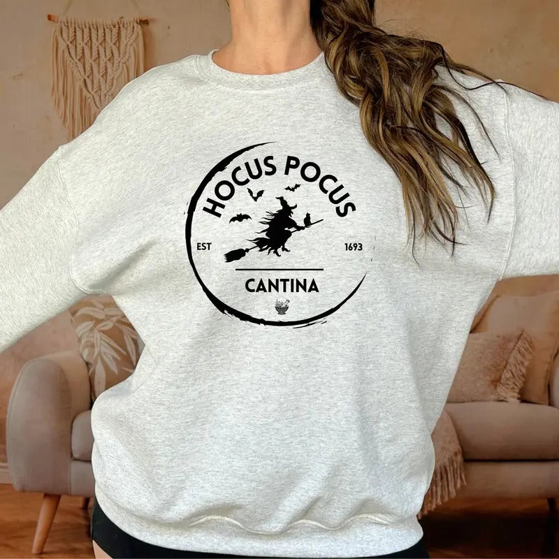 Hocus Pocus Cantina Halloween  Crewneck Sweatshirt Casual Comfort Shirt Hoodie | PrintMintTees.com