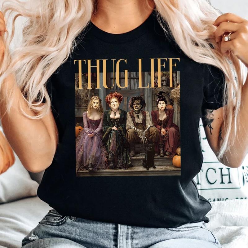Hocus Pocus ThugLife Shirt, Horror Characters Shirt, Halloween Graphic Tee Hoodie Sweatshirt | PrintMintTees.com