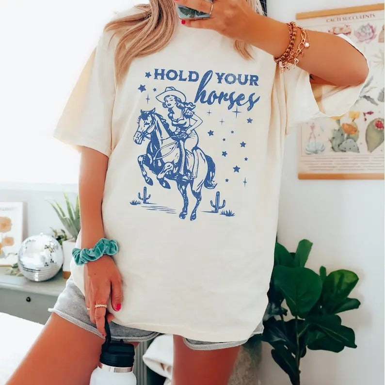 Hold Your Horses Colors Retro Western Vintage Inspired Wild West Country T-Shirts, Hoodie, Sweatshirt