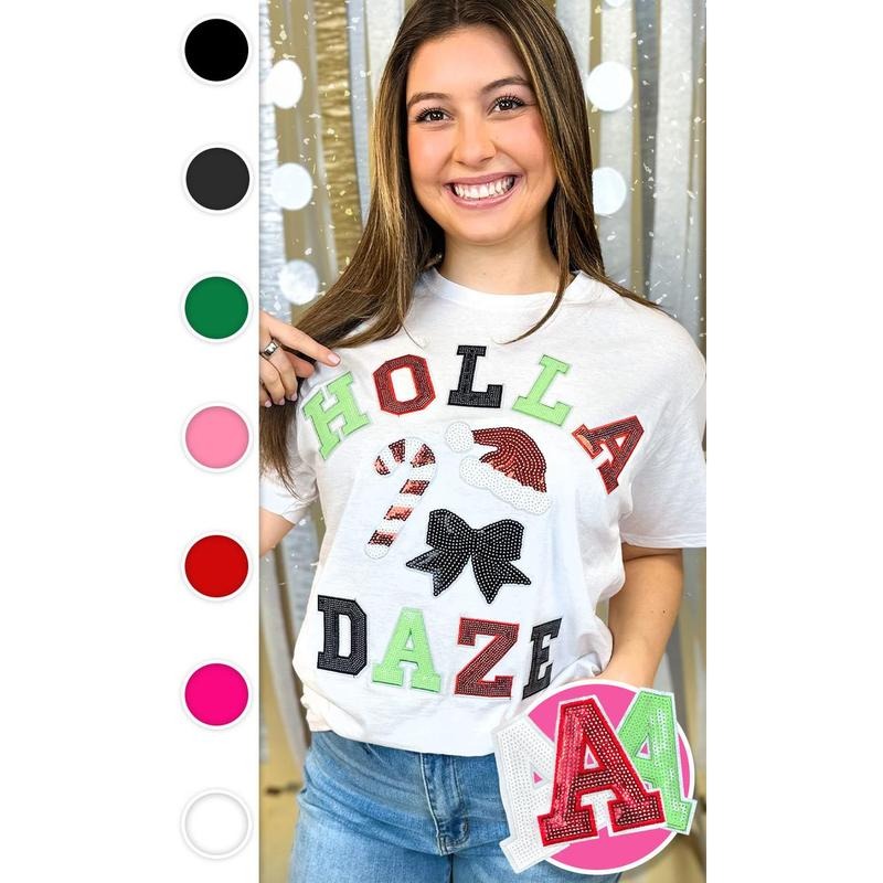 Holla Daze Sequin Graphic T-Shirt Hoodie Sweatshirt | PrintMintTees.com