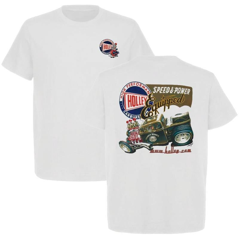 Holley Retro T-shirt Car Performance Menswear Outdoor Top, Menswear Car Parts Short Sleeve Hoodie Sweatshirt
