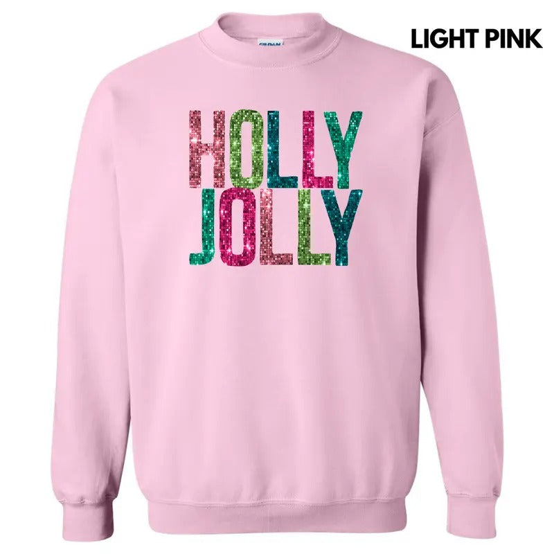 Holly Jolly FAKE Sequins Sweatshirt Shirt Hoodie | PrintMintTees.com