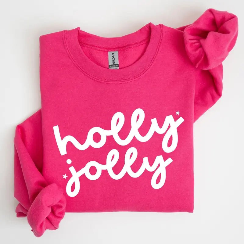 Holly Jolly, Retro Christmas, Classic, Winter, Santa, Xmas Sweatshirt, Women's Crew Neck, Crewneck T-Shirts, Hoodie