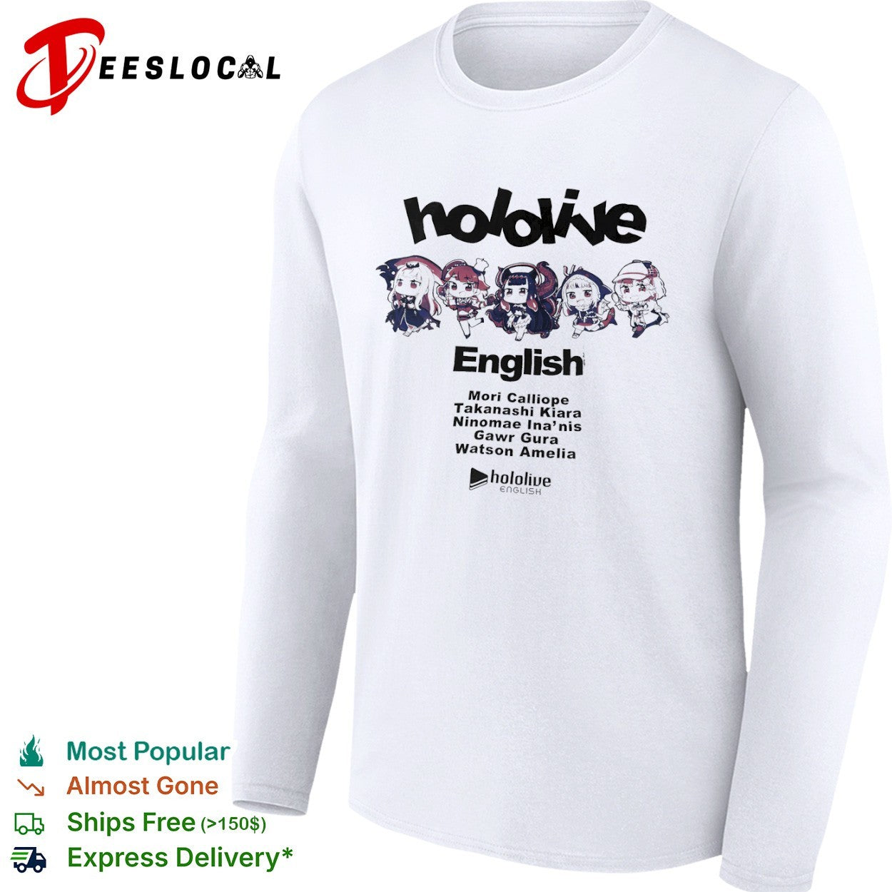 Hololive English Mori Calliope Takanashi Kiara Ninomae Inanis Gawr Gura Watson Amelia shirt