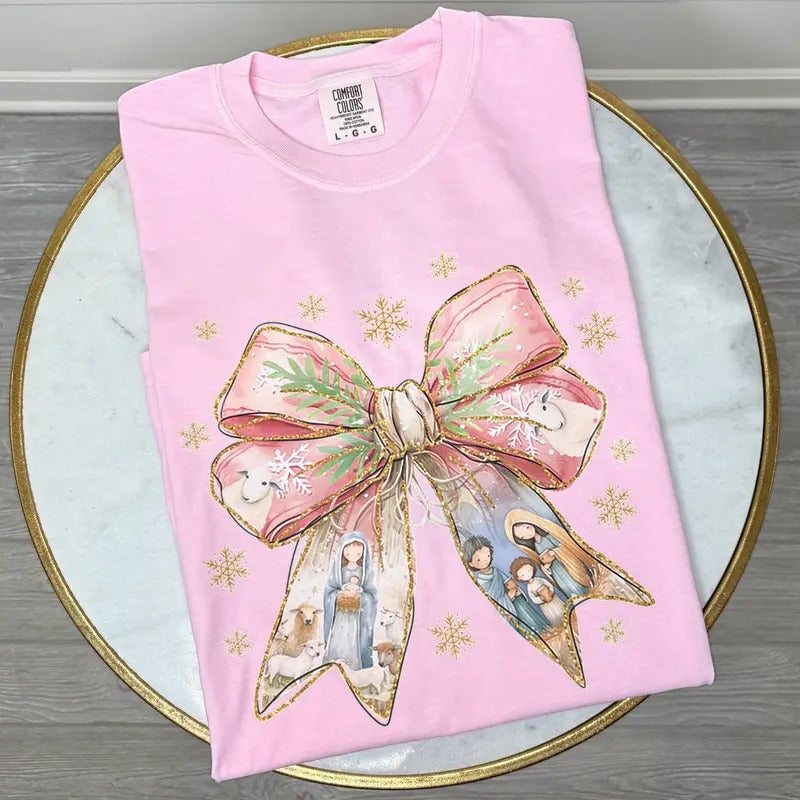 Holy Night Bow Comfort Colors T-Shirt 'NLB' Hoodie Sweatshirt | PrintMintTees.com