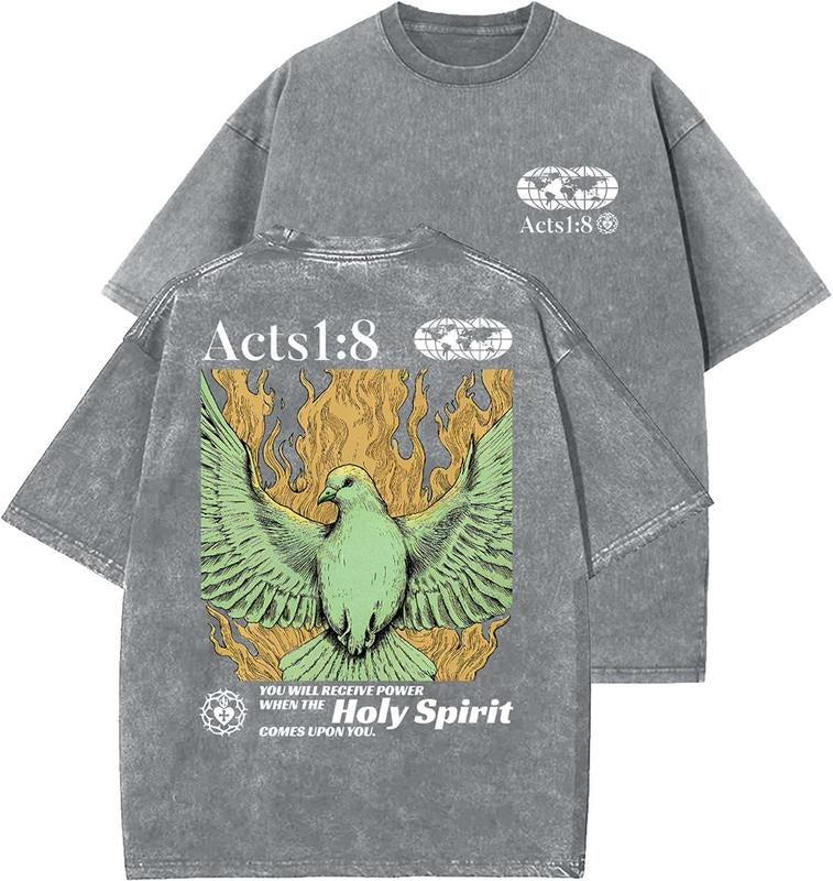 Holy Spirit Unisex Washed T-Shirt, Christian t shirts, Vintage 90s Graphic Tee, Gift Top Womenswear Cotton Mineral...