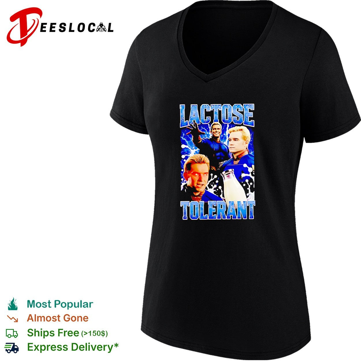 Homelander Lactose Tolerant 90s bootleg meme graphic shirt