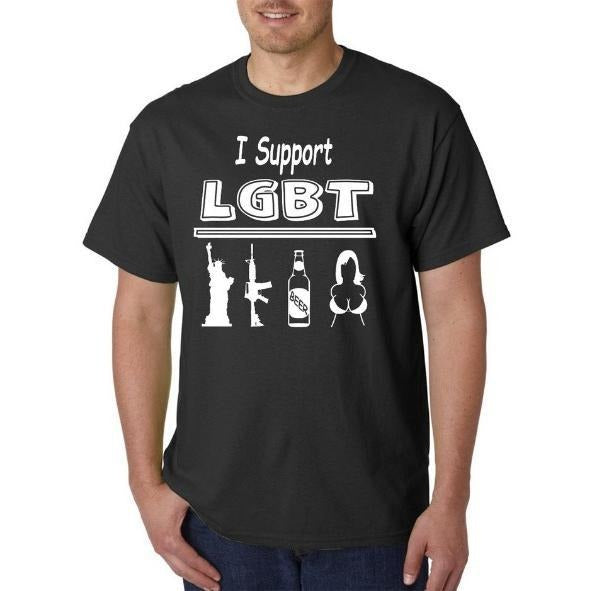 I Support LGBT - Liberty Guns Beer T*ts T-Shirt / Hoodie - Sarcastic Adult Humor made in usa Sweatshirt | PrintMintTees.com