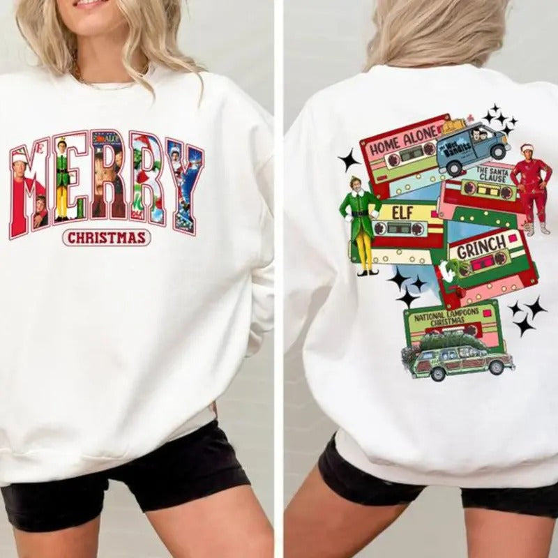 Classic 90s Christmas Movies Shirt/Sweatshirt/Hoodie, Retro Crewneck, Gift For Friends, Cotton | PrintMintTees.com